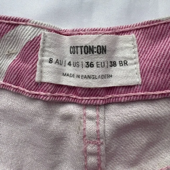 Cotton On Pink and White Swirly Loose Straight Jeans 4 - Picture 7 of 16
